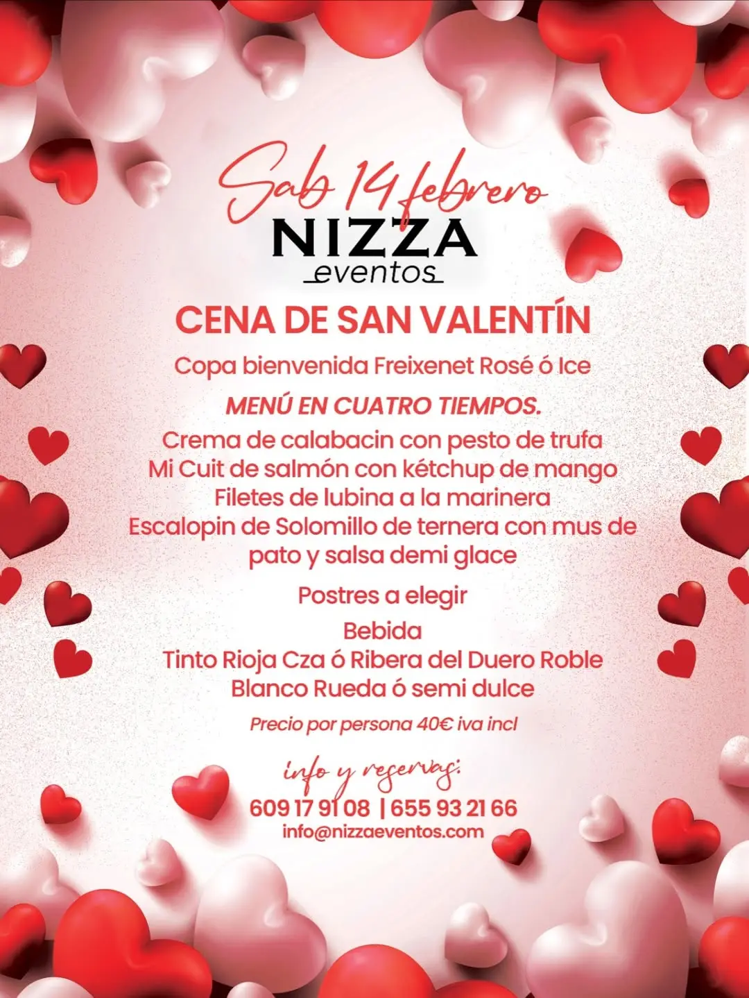 NIZZA &reg;EVENTOS Men&uacute; especial para San Valent&iacute;n en Valdemoro, Madrid
