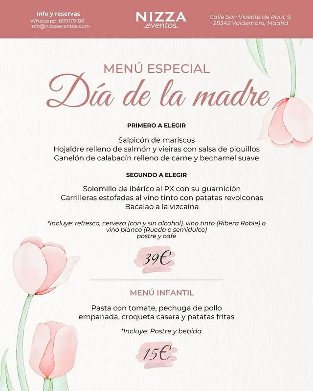 NIZZA ®EVENTOS Menú especial para el día de la Madre